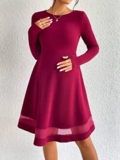 SHEIN Maternity Solid A-line Dress -Curated Swimwear 169019006020a11b8b53462371bbbfc82522c82997 thumbnail 405x552