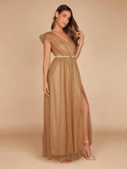 SHEIN Belle Ruffle Trim Split Thigh Mesh Belted Dress -Curated Swimwear 169024596046ba510fd03ff54ee1d25705123a51f3 thumbnail 405x552