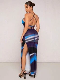 SHEIN SXY Tie Dye Split Thigh Cami Dress