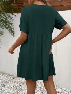 SHEIN Maternity Batwing Sleeve Pocket Patched Button Front Smock Dress