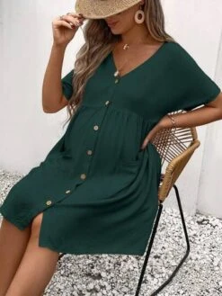 SHEIN Maternity Batwing Sleeve Pocket Patched Button Front Smock Dress -Curated Swimwear 1690267654012dac48fde585d8e7225d4c06e8fcc4 thumbnail 405x552