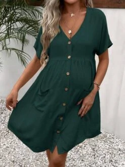 SHEIN Maternity Batwing Sleeve Pocket Patched Button Front Smock Dress -Curated Swimwear 1690267657cd2b3339223521d7fbd0c964e746f451 thumbnail 405x552