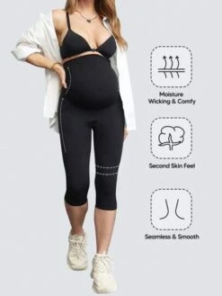 Maternity High Waisted Belly Support Capris Leggings With Expandable Belly Panel -Curated Swimwear 169028102340cc17e7ae3defa12e9a62732de1fa70 thumbnail 405x552