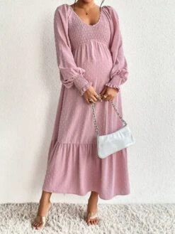 SHEIN Maternity Swiss Dot Lantern Sleeve Ruffle Hem Dress -Curated Swimwear 1690367516a2241182f9dd3923b5a93e8d119dbb95 thumbnail 405x552