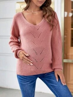 SHEIN Maternity Contrast Lace Bow Back Sweater -Curated Swimwear 16903688284139738b5467f0c94bdc9bf194f211e9 thumbnail 405x552