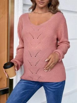 SHEIN Maternity Contrast Lace Bow Back Sweater -Curated Swimwear 1690368830559f15894103ae28e88ad1030c316efd thumbnail 405x552