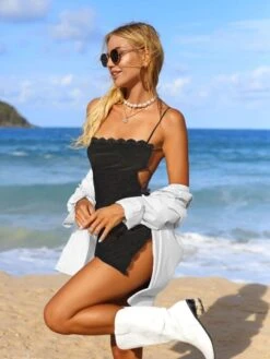 Bikinx Solid Color Hollow Out Lace Sexy Cover-up Dress -Curated Swimwear 16904379713de2078bbc981772f3e99dd56c54ba5f thumbnail 405x552
