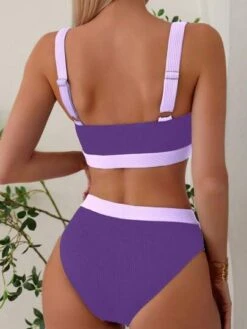 Contrast Trim Bikini Swimsuit
