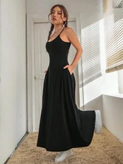 SHEIN PETITE Solid Cami Dress -Curated Swimwear 1690780652339e6fa66d127d51858765ce9cb9844e thumbnail 405x552