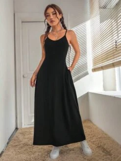 SHEIN PETITE Solid Cami Dress -Curated Swimwear 1690780655150eb80b7728d9ff588a5c33c5879c0a thumbnail 405x552