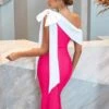 ADYCE Colorblock Asymmetrical Neck Bow Shoulder Dress -Curated Swimwear 1690969300ecc51e65ee51e348b01b58c9aea1b56b thumbnail 405x552