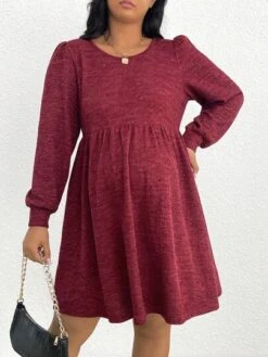 SHEIN Maternity Plus Solid Lantern Sleeve Smock Dress -Curated Swimwear 1690972929e21191ddb07c4b2cd54f2f7053fc56b4 thumbnail 405x552