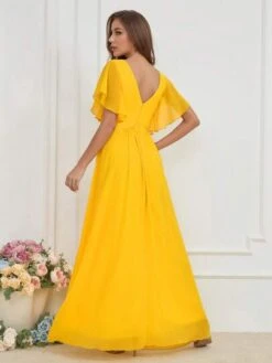 SHEIN LUNE Butterfly Sleeve Wrap Hem Chiffon Party Dress