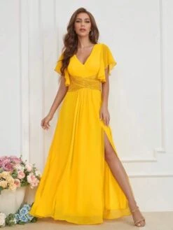 SHEIN LUNE Butterfly Sleeve Wrap Hem Chiffon Party Dress -Curated Swimwear 16911575612a34d90596489a00e591c991b9ce93a4 thumbnail 405x552