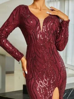 Missord Plunging Neck Split Thigh Sequin Party Dress -Curated Swimwear 1691165189c28ccb76e7d275802ceb139c9159a5e9 thumbnail 405x552