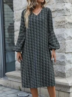 Ditsy Floral Print Lantern Sleeve Tunic Dress -Curated Swimwear 169138513251388f850b4c70637452c94e970cd95b thumbnail 405x552