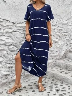 SHEIN LUNE Striped Hidden Pocket Curved Hem Tee Dress -Curated Swimwear 1691389615db8e4f02d45bcd7afaefd1765b0c5b2c thumbnail 405x552