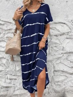 SHEIN LUNE Striped Hidden Pocket Curved Hem Tee Dress -Curated Swimwear 1691389622717cd3bf9f1db6f762f246e21f76e218 thumbnail 405x552