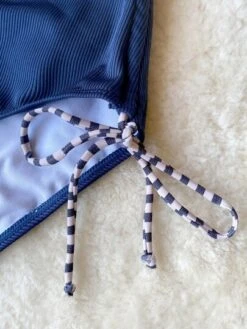 Women's Colorblock Striped Cold Shoulder Short Sleeve Swimsuit With High Waisted Bottoms, Butterfly Tie Back, Conservative Beach Holiday Swimwear -Curated Swimwear 1691415098474503c1898602a7eb13f258d3b6bbb4 thumbnail 405x552