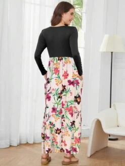 Maternity Floral Print Dress