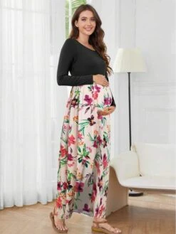 Maternity Floral Print Dress -Curated Swimwear 1691467309d8f1325d1fb182c23d72dde0a28c9d59 thumbnail 405x552