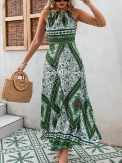 SHEIN LUNE Scarf Print Halter Neck Dress -Curated Swimwear 16914896400e6cc1225ffc2892ecbbc31ea1ef917d thumbnail 405x552