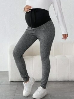 SHEIN Maternity Adjustable Waist Marled Knit Leggings -Curated Swimwear 16916742767447645e4ed21654424b4dda7e1c8e06 thumbnail 405x552