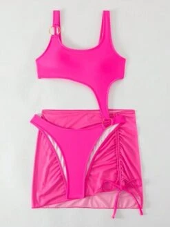 SHEIN BOUDOIRCORE Cut Out Ring Linked One Piece Swimsuit With Beach Skirt -Curated Swimwear 16919172781c851f0fe34a19489f4dde6b32a12043 thumbnail 405x552