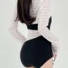 2023 New Popular Women's Swimwear, Lace Spliced Long Sleeve Cover-up, Sunscreen, Slimming, Hot Spring And Ins Style