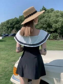 Sexy Sailor Collar Slim One-piece Swimsuit -Curated Swimwear 16920118862ab7b7773b6fea8bfee74cea975758b3 thumbnail 405x552