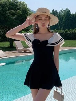 Sexy Sailor Collar Slim One-piece Swimsuit -Curated Swimwear 16920118994e27dfdd4580851fee6812b4d104d2b4 thumbnail 405x552