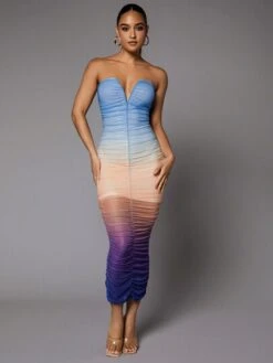 SHEIN BAE Ombre Ruched Tube Bodycon Dress -Curated Swimwear 16921529995e75125cda33af604a2da6b0ed64d084 thumbnail 405x552