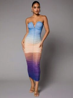 SHEIN BAE Ombre Ruched Tube Bodycon Dress -Curated Swimwear 16921530086918c626944899dcb0fd106befd02832 thumbnail 405x552