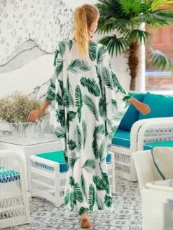 Tropical Print Batwing Sleeve Split Thigh Cover Up -Curated Swimwear 169232266886ef8bb285dfec91e772a149dff9120d thumbnail 405x552