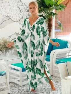 Tropical Print Batwing Sleeve Split Thigh Cover Up -Curated Swimwear 1692322668d7862c5d7ca8458776b7444083c416a5 thumbnail 405x552